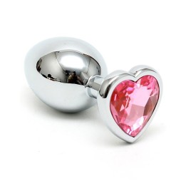 Analplug aus Plattiertem Stahl mit Rosa Kristallherz von Bondage Play | Fesselliebe.de