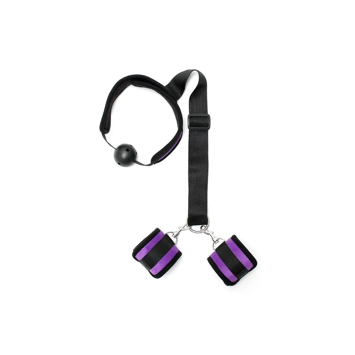 Mundknebel-Set mit Manschetten Lila von Bondage Play | Fesselliebe.de