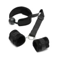 Mundknebel-Set mit Manschetten Schwarz von Bondage Play