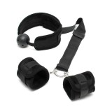 Mundknebel-Set mit Manschetten Schwarz von Bondage Play | Fesselliebe.de