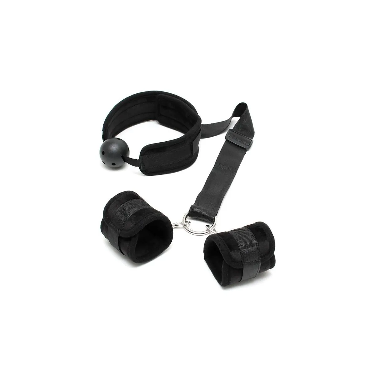 Mundknebel-Set mit Manschetten Schwarz von Bondage Play | Fesselliebe.de