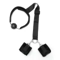 Mundknebel-Set mit Manschetten Schwarz von Bondage Play