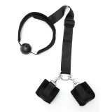 Mundknebel-Set mit Manschetten Schwarz von Bondage Play | Fesselliebe.de