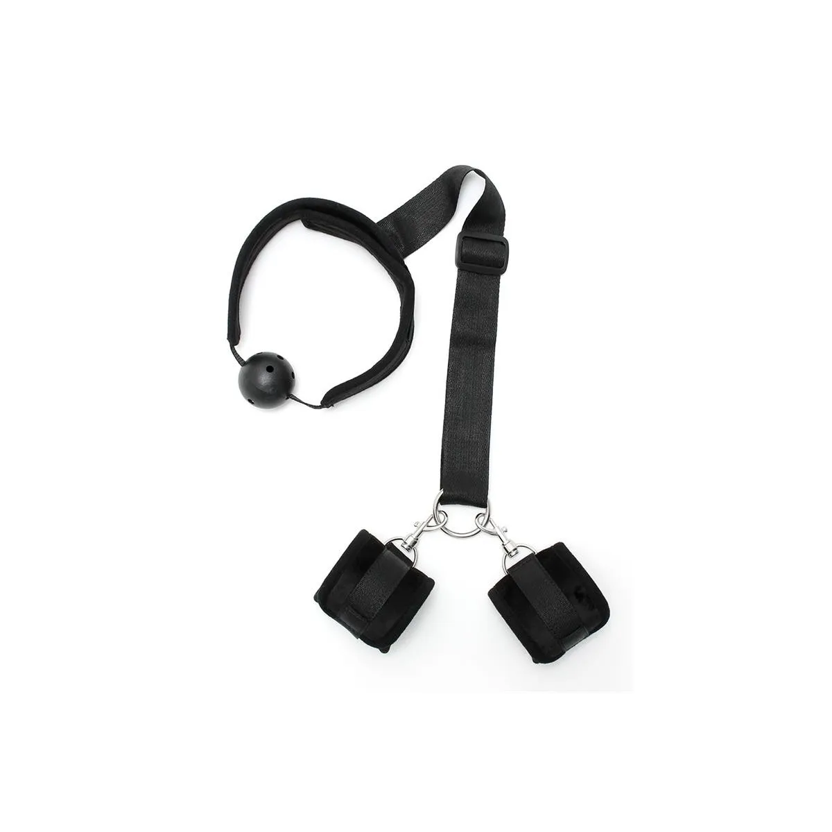 Mundknebel-Set mit Manschetten Schwarz von Bondage Play | Fesselliebe.de