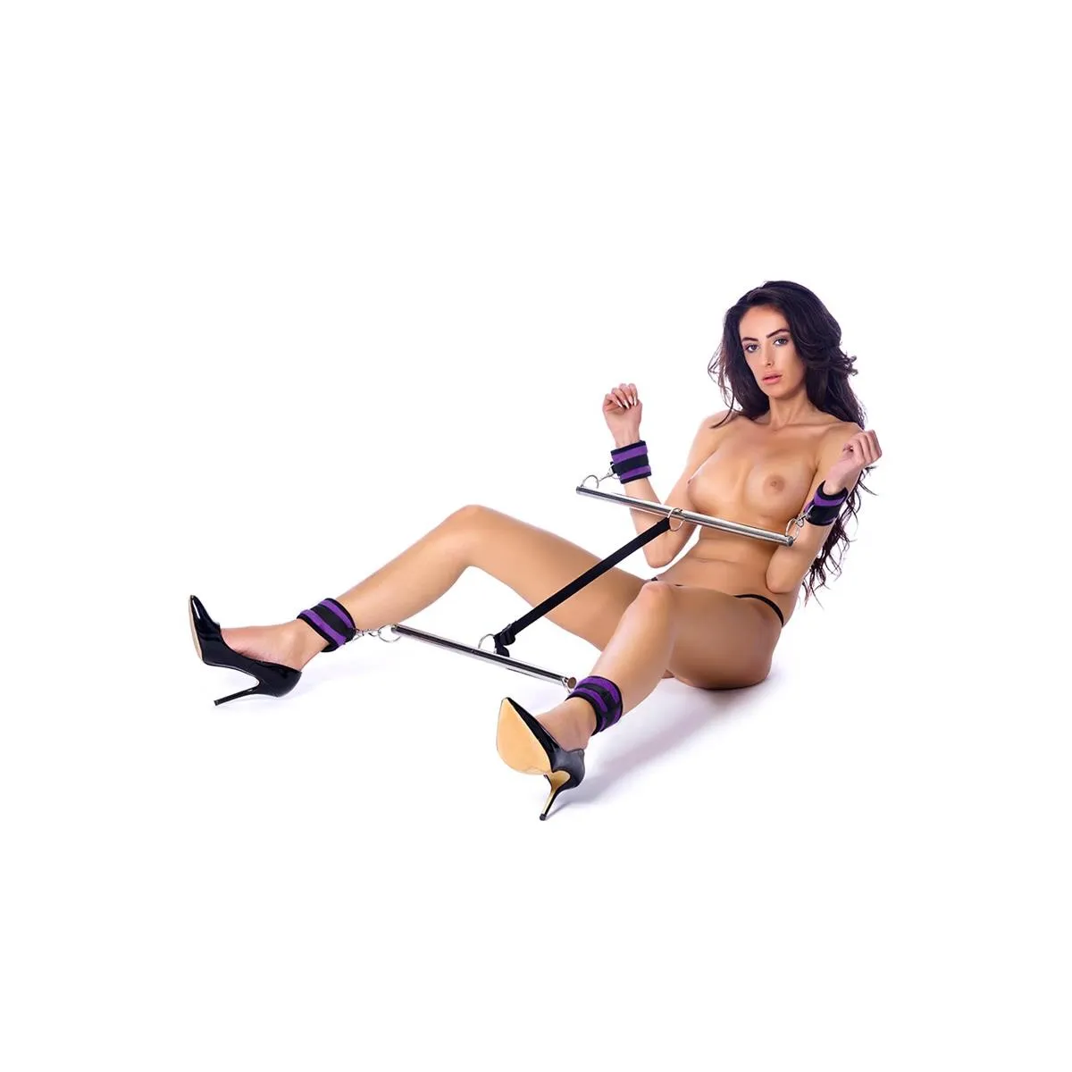 Doppel-Spreizstange mit Manschetten Verstellbar Lila von Bondage Play | Fesselliebe.de