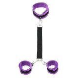 Handschellen mit Halsband und Leine Verstellbar Lila von Bondage Play | Fesselliebe.de