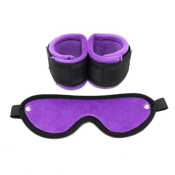 Handschellen mit Maske Verstellbar Lila von Bondage Play | Fesselliebe.de