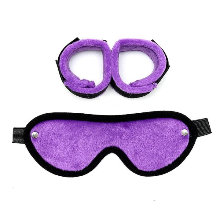 Handschellen mit Maske Verstellbar Lila von Bondage Play | Fesselliebe.de