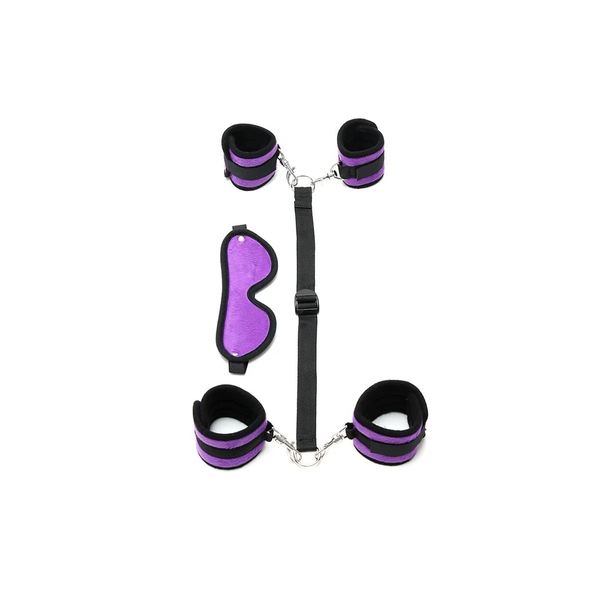 Hand- bis Fussfesseln mit Maske Verstellbar Lila von Bondage Play | Fesselliebe.de