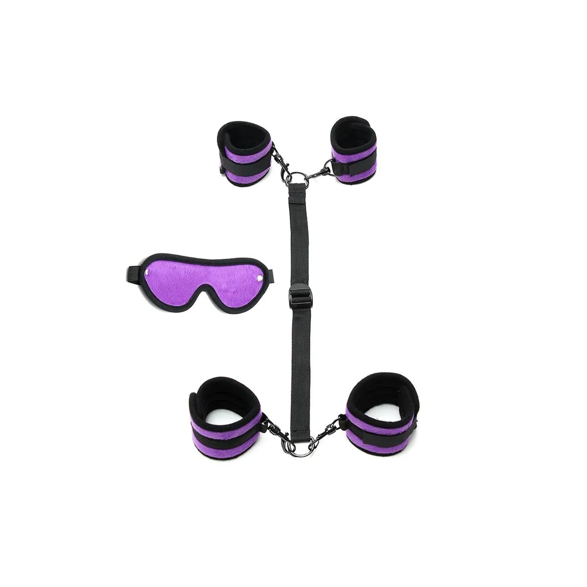 Hand- bis Fussfesseln mit Maske Verstellbar Lila von Bondage Play | Fesselliebe.de