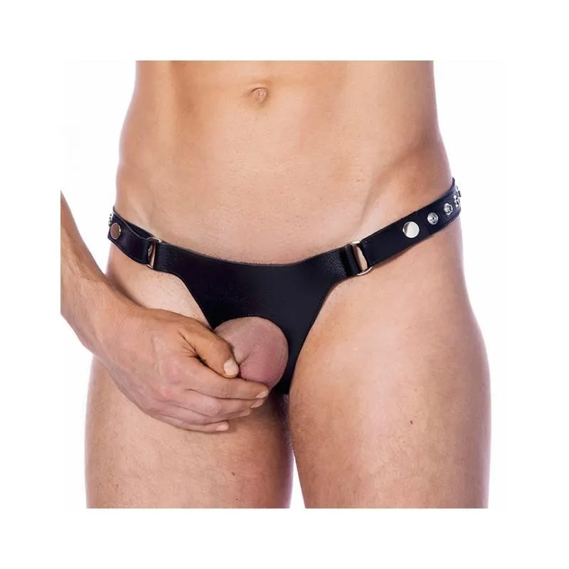 Leder-G-String Verstellbar mit Öffnung von Bondage Play | Fesselliebe.de