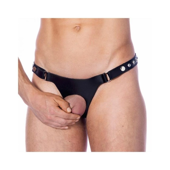 Leder-G-String Verstellbar mit Öffnung von Bondage Play | Fesselliebe.de