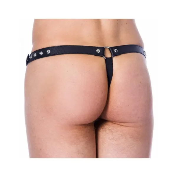 Leder-G-String Verstellbar Schwarz von Bondage Play | Fesselliebe.de