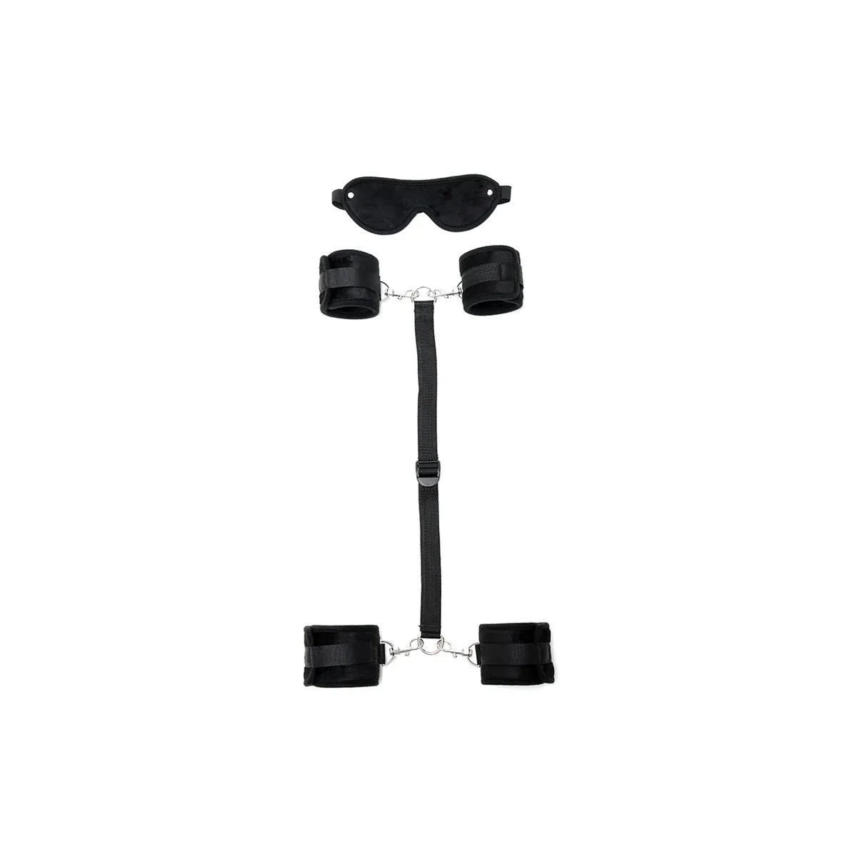Hand- bis Fussfesseln mit Maske Verstellbar Schwarz von Bondage Play | Fesselliebe.de