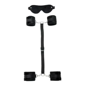 Hand- bis Fussfesseln mit Maske Verstellbar Schwarz von Bondage Play