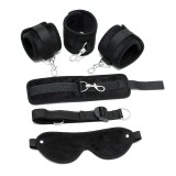 Hand- bis Fussfesseln mit Maske Verstellbar Schwarz von Bondage Play | Fesselliebe.de