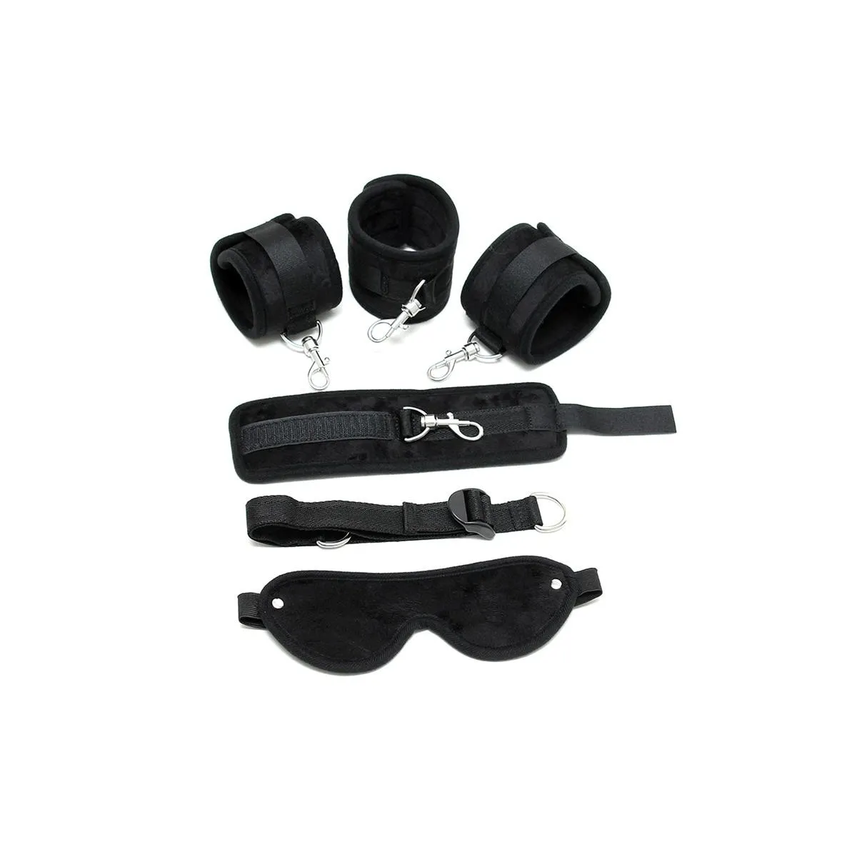 Hand- bis Fussfesseln mit Maske Verstellbar Schwarz von Bondage Play | Fesselliebe.de