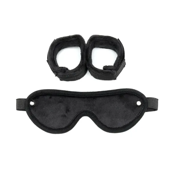 Handschellen mit Maske Verstellbar Schwarz von Bondage Play | Fesselliebe.de