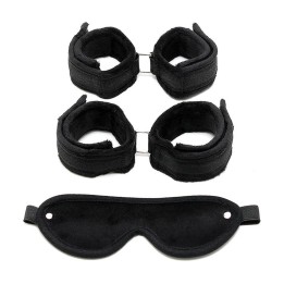 Handschellen, Fussfesseln und Maske Schwarz von Bondage Play | Fesselliebe.de