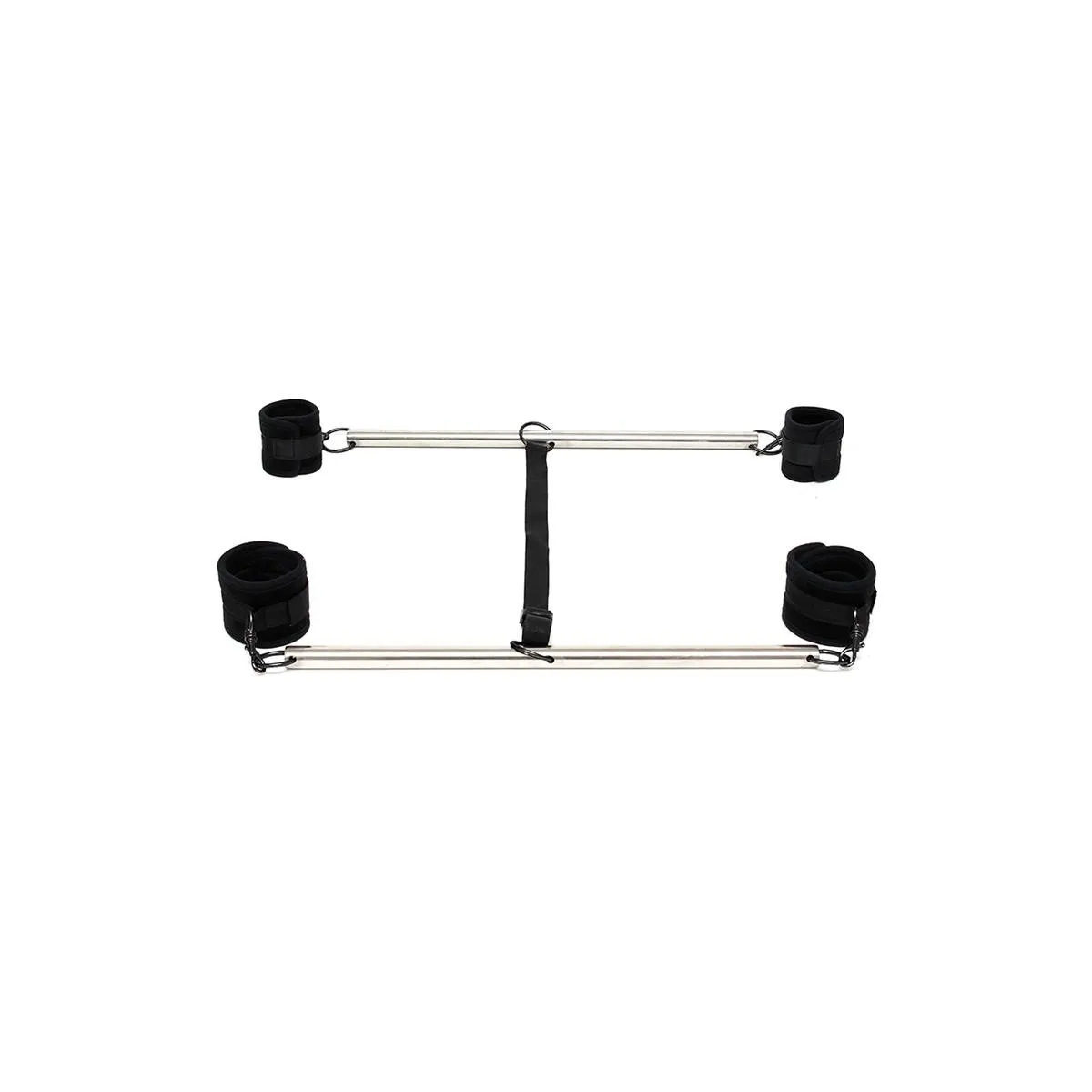 Doppel-Spreizstange mit Manschetten Verstellbar Schwarz von Bondage Play | Fesselliebe.de