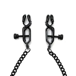 Verstellbare Nippelklemmen mit Schwarzer Kette von Bondage Play
