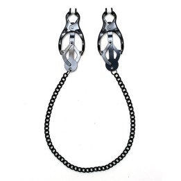 Verstellbare Nippelklemmen Im Schmetterlingsstil mit Schwarzer Kette von Bondage Play | Fesselliebe.de