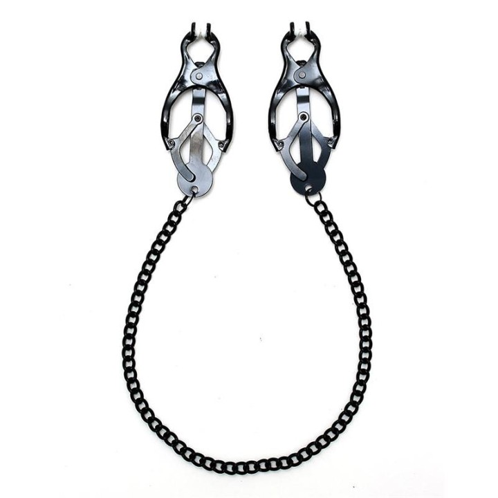 Verstellbare Nippelklemmen Im Schmetterlingsstil mit Schwarzer Kette von Bondage Play | Fesselliebe.de