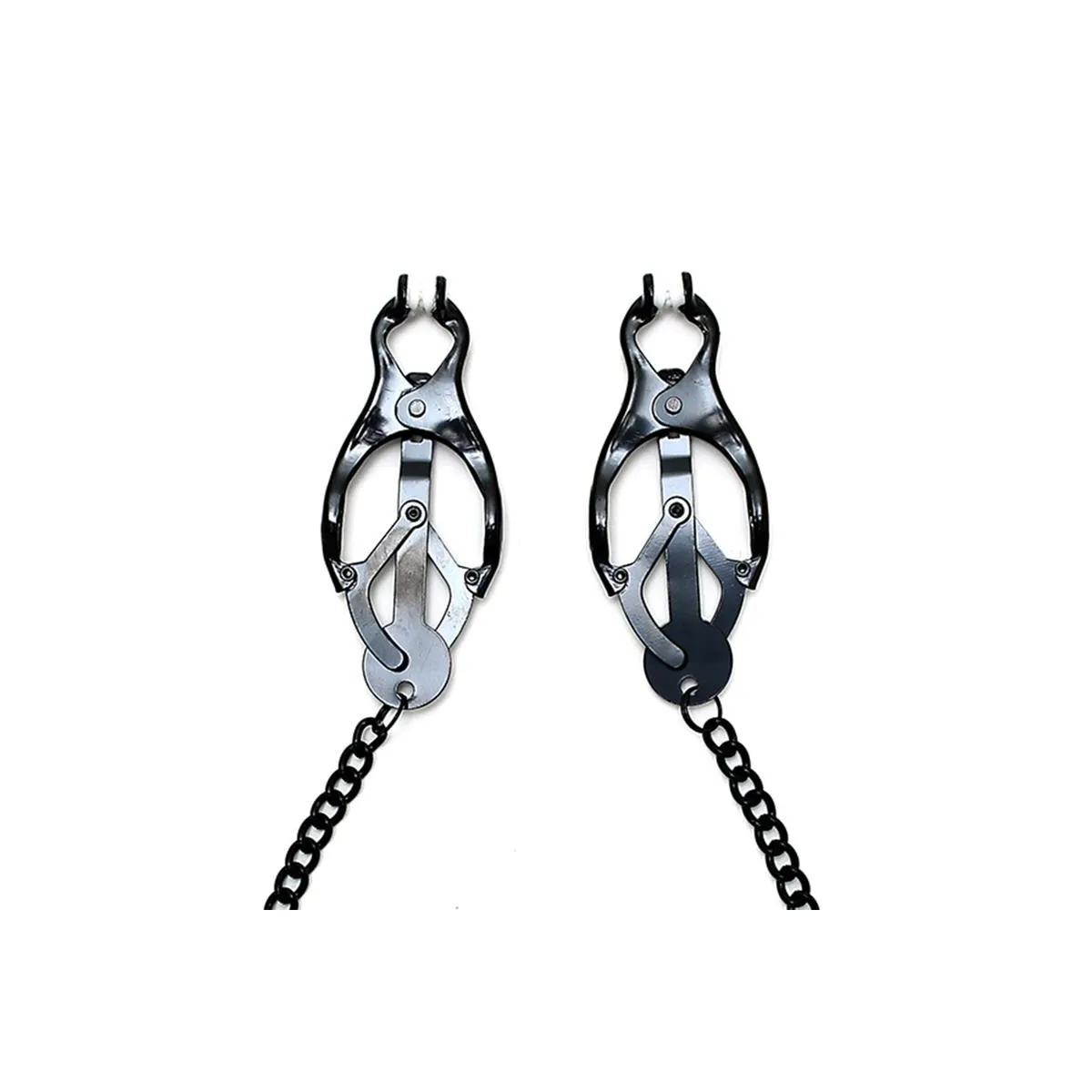 Verstellbare Nippelklemmen Im Schmetterlingsstil mit Schwarzer Kette von Bondage Play | Fesselliebe.de