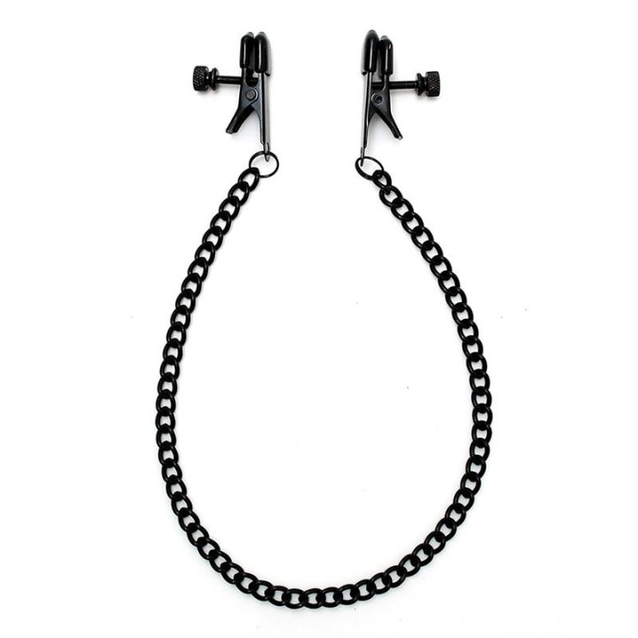 Verstellbare Nippelklemmen mit Schwarzer Kette von Bondage Play | Fesselliebe.de