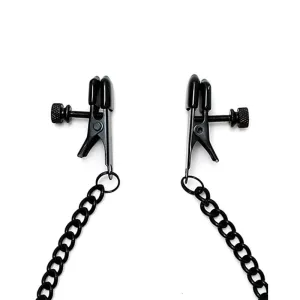 Verstellbare Nippelklemmen mit Schwarzer Kette von Bondage Play