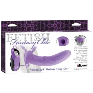 Harness mit Hollow Dildo mit Vibration 20 cm Lila von Fetish Fantasy Elite
