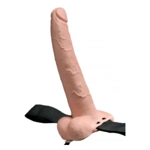 Elastischer Strap-On mit 9 Hohlen Dildos, 10 Funktionen, Usb, Hautfarben von Fetish Fantasy Series