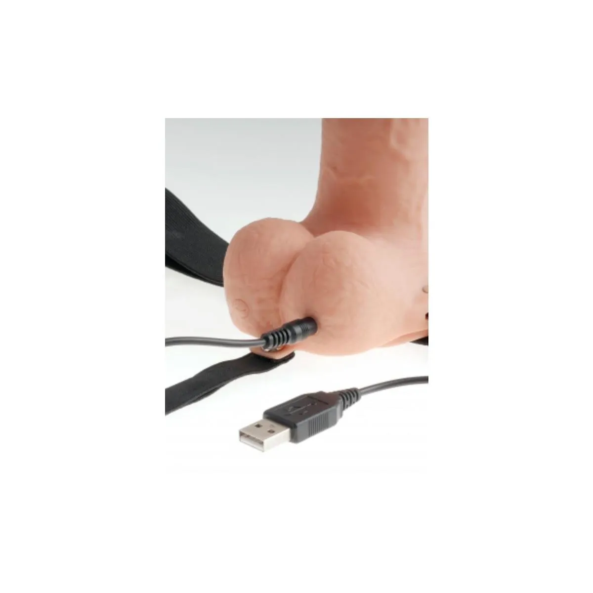 Elastischer Strap-On mit 9 Hohlen Dildos, 10 Funktionen, Usb, Hautfarben von Fetish Fantasy Series | Fesselliebe.de