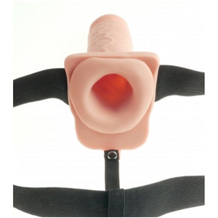 Elastischer Strap-On mit 9 Hohlen Dildos, 10 Funktionen, Usb, Hautfarben von Fetish Fantasy Series | Fesselliebe.de