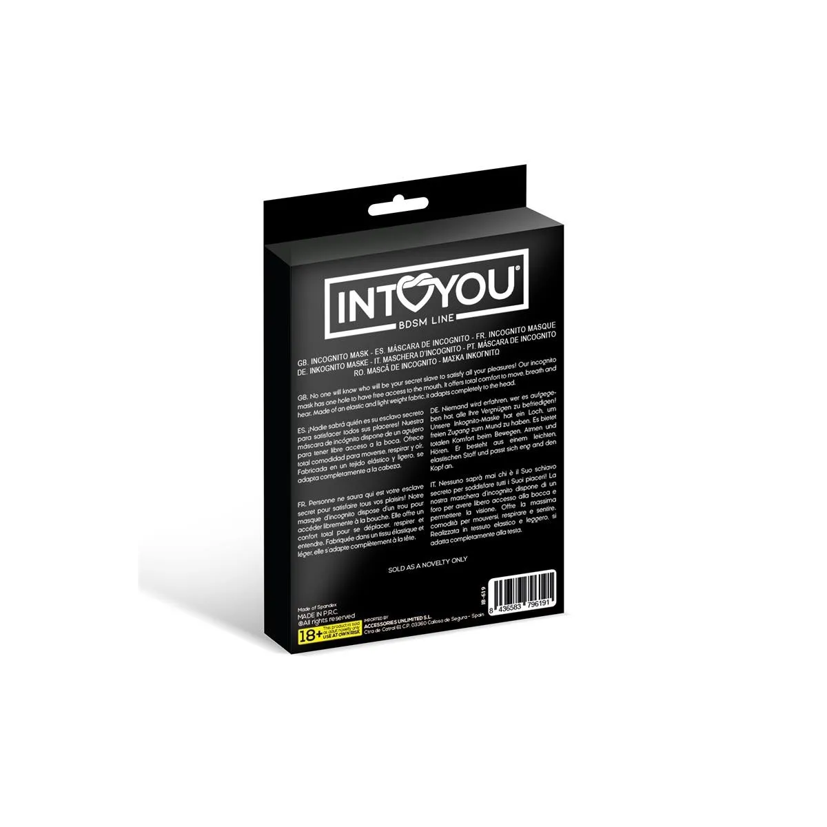 Lilith Incognito Maske mit Öffnung Im Mund Schwarz von Intoyou BDSM Line | Fesselliebe.de