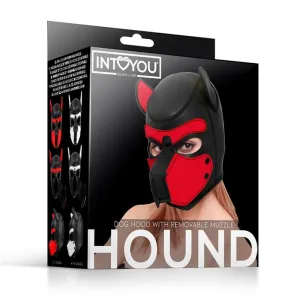 Hound Dog Hound mit Abnehmbarer Maulkorb aus Neopren Schwarz/Rot Einheitsgrösse von Intoyou BDSM Line