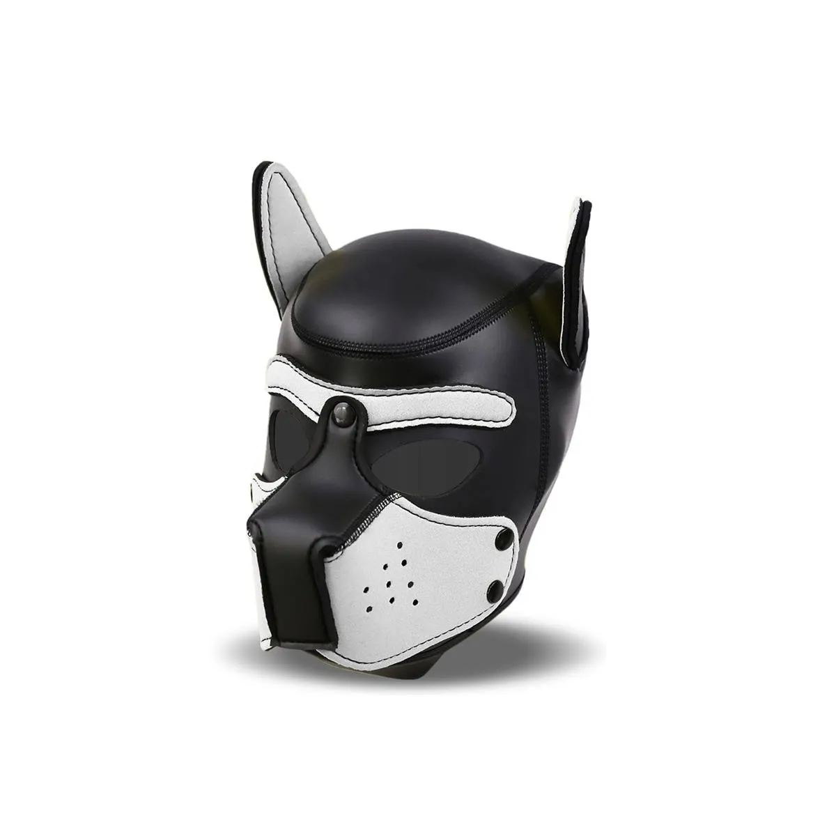 Hound Neopren-Hundekapuze mit Abnehmbarer Schnauze Weiss/Schwarz Einheitsgrösse von Intoyou BDSM Line | Fesselliebe.de