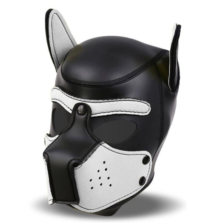 Hound Neopren-Hundekapuze mit Abnehmbarer Schnauze Weiss/Schwarz Einheitsgrösse von Intoyou BDSM Line | Fesselliebe.de