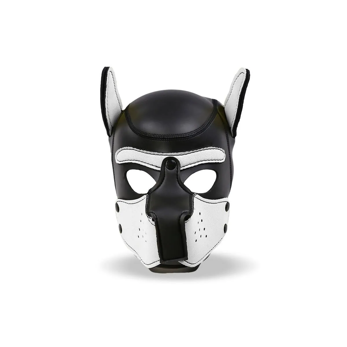 Hound Neopren-Hundekapuze mit Abnehmbarer Schnauze Weiss/Schwarz Einheitsgrösse von Intoyou BDSM Line | Fesselliebe.de