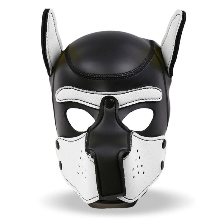 Hound Neopren-Hundekapuze mit Abnehmbarer Schnauze Weiss/Schwarz Einheitsgrösse von Intoyou BDSM Line | Fesselliebe.de