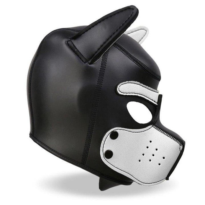Hound Neopren-Hundekapuze mit Abnehmbarer Schnauze Weiss/Schwarz Einheitsgrösse von Intoyou BDSM Line | Fesselliebe.de