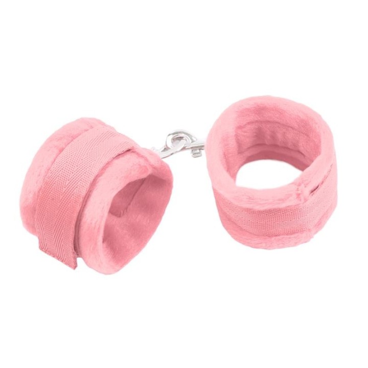 Handschellen mit Klettverschluss und Langem Fell, Rosa von Intoyou BDSM Line | Fesselliebe.de