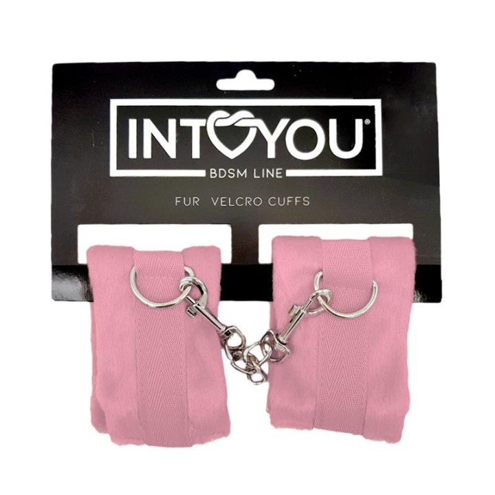 Handschellen mit Klettverschluss und Langem Fell, Rosa von Intoyou BDSM Line | Fesselliebe.de