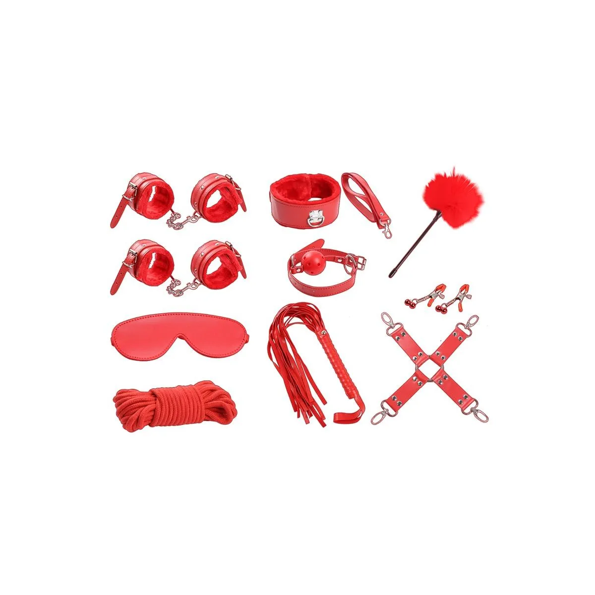 Bondage-Set 10-Teilig Rot von Intoyou BDSM Line | Fesselliebe.de