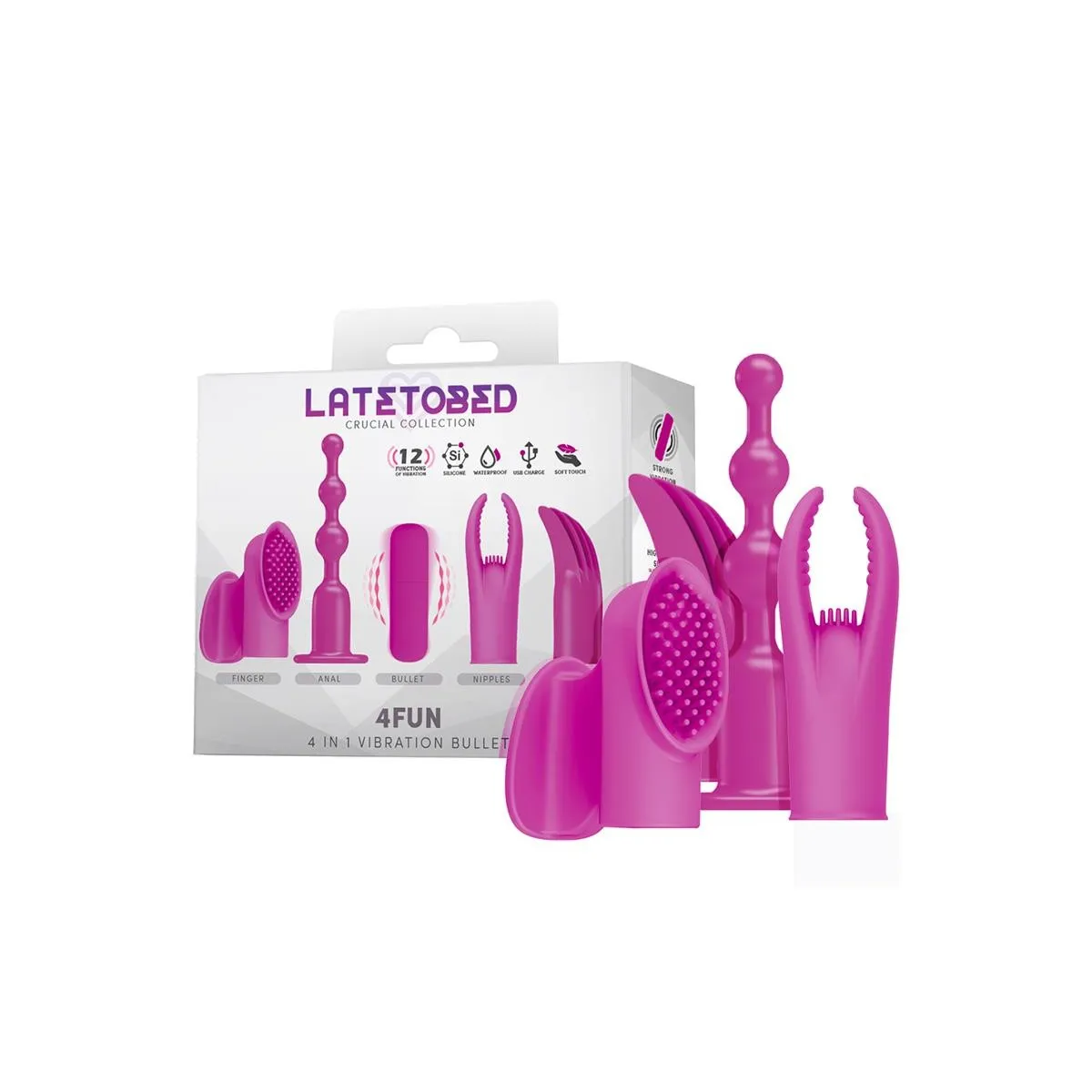 4fun Vibrierendes Bullet und 4 Sleeves Usb Wasserdicht Silikon von Latetobed | Fesselliebe.de