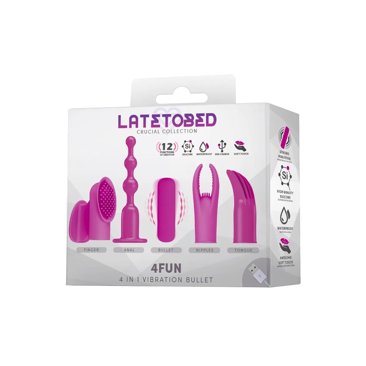 4fun Vibrierendes Bullet und 4 Sleeves Usb Wasserdicht Silikon von Latetobed | Fesselliebe.de