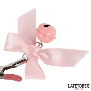 Rosa Nippelklemmen mit Schleife und Glöckchen von Latetobed BDSM Line