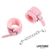 Premium-Handfesseln mit Fellfutter, Rosa von Latetobed BDSM Line | Fesselliebe.de