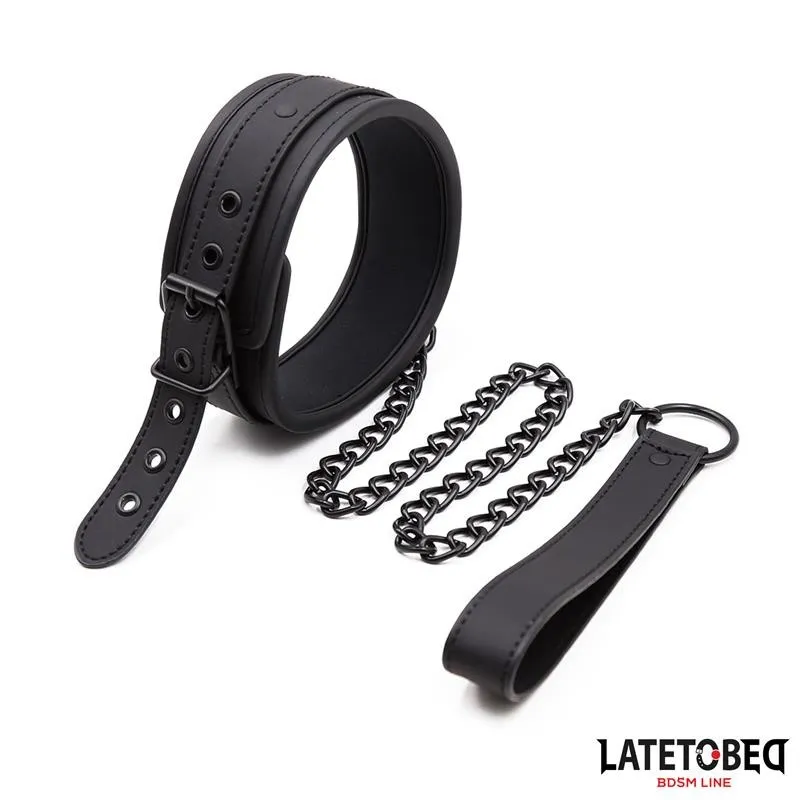 Set Halsband und Leine Neopren Schwarz von Latetobed BDSM Line | Fesselliebe.de