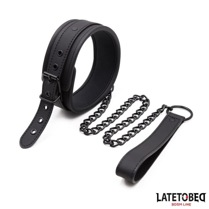 Set Halsband und Leine Neopren Schwarz von Latetobed BDSM Line | Fesselliebe.de